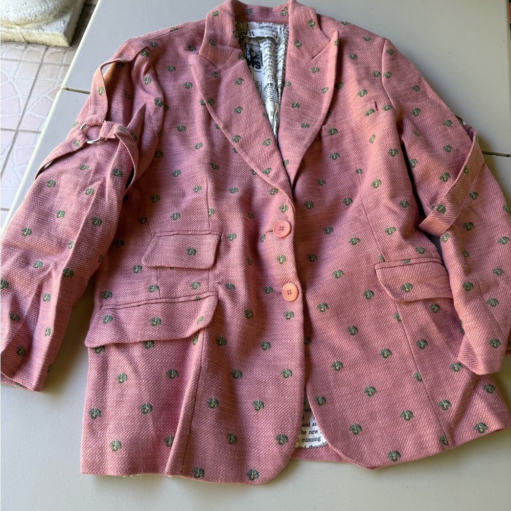 Zara Pink Patterned Women's Blazer Jacket Size Small NWOT